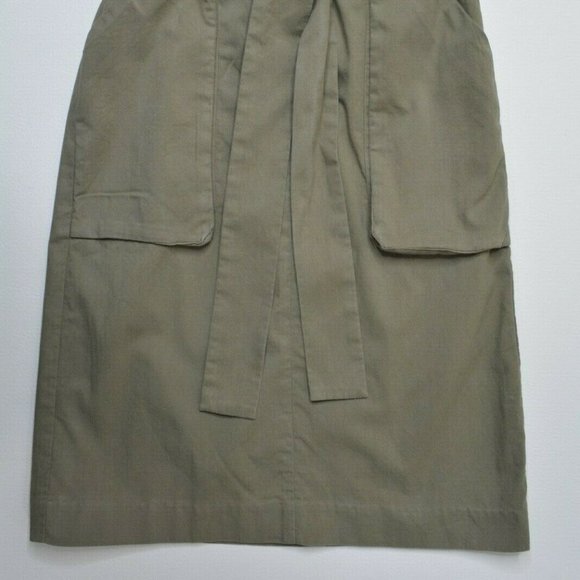 H&M Size 2 Womens Brown High‎ Waist PAPER BAG Knee Length Sash TIE Waist SKIRT - Picture 2 of 10